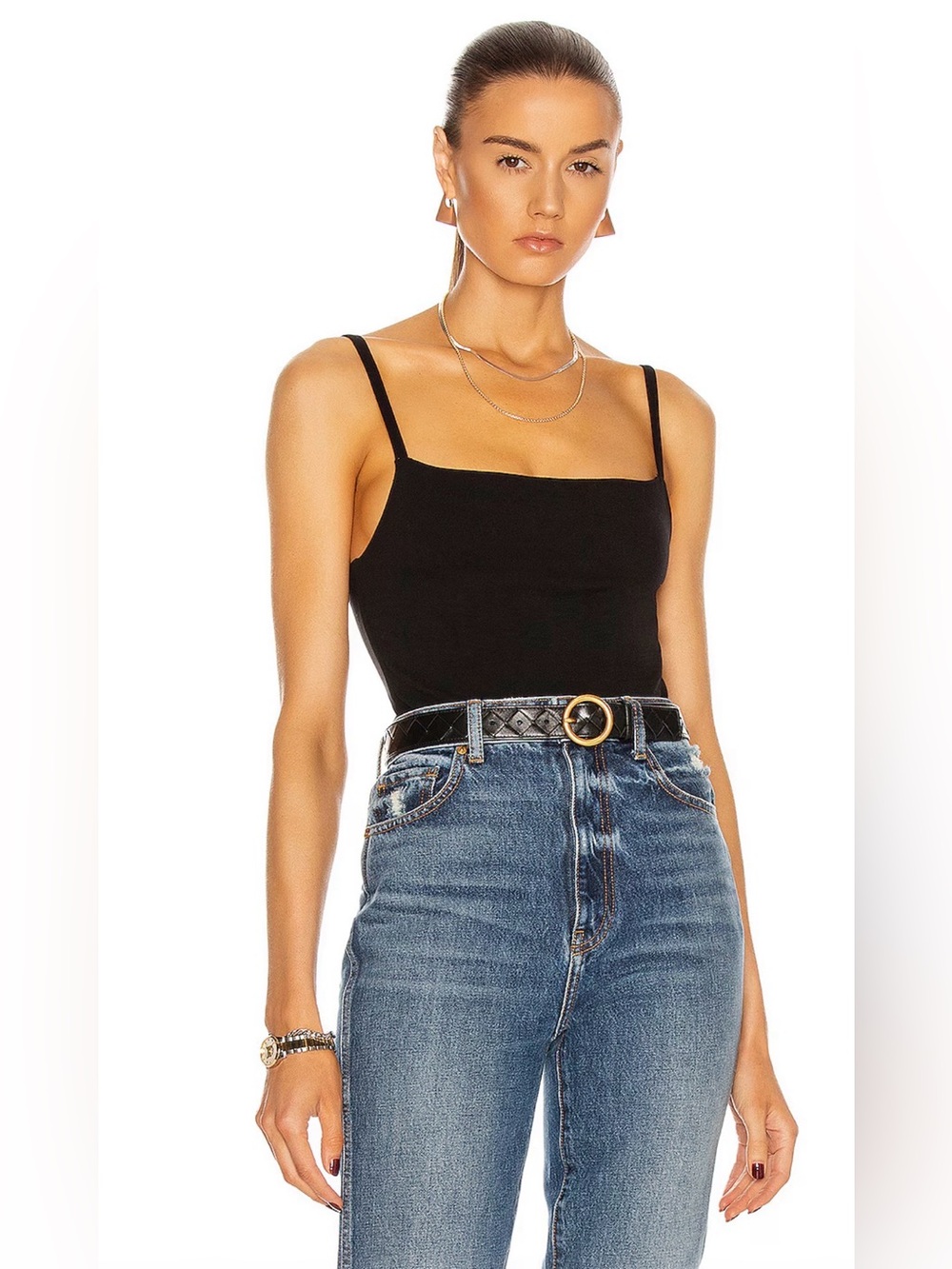 Toteme Black Slim Strap Bodysuit, Size M